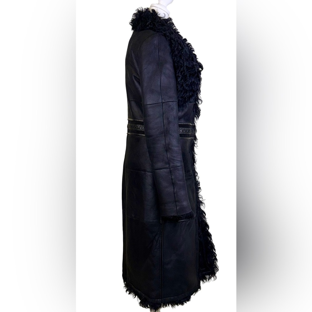 ROBERTO CAVALLI EXTRA LONG SHEARLING COAT IN BLACK - Picture 9 of 15